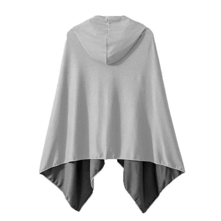 Quick-Dry Microfiber Hooded Poncho Towel Lightweight Compressed Fitness Sports - Image 3
