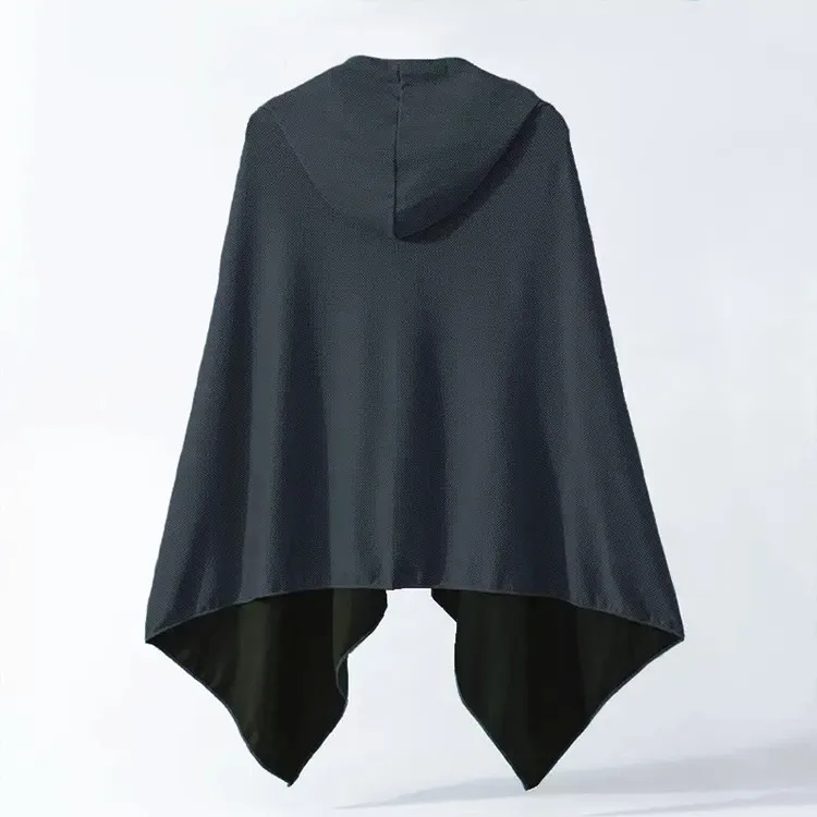 Quick-Dry Microfiber Hooded Poncho Towel Lightweight Compressed Fitness Sports - Image 4