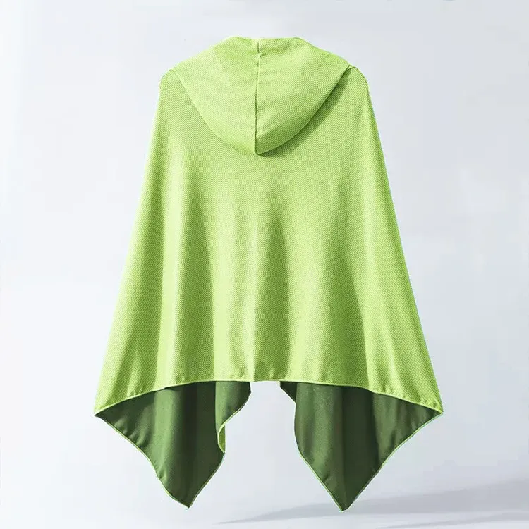 Quick-Dry Microfiber Hooded Poncho Towel Lightweight Compressed Fitness Sports - Image 5