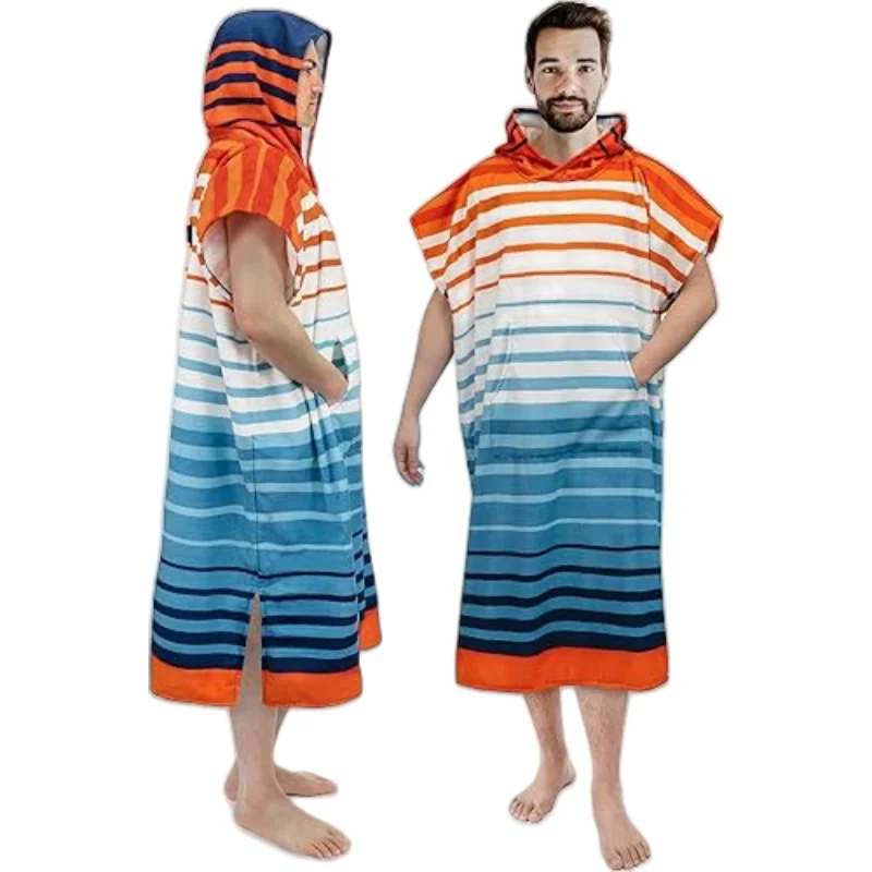 Quick Dry Microfiber Surf Poncho with Hood Absorbent Beach Robe for Men and Women