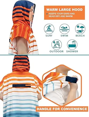 Quick Dry Microfiber Surf Poncho with Hood Absorbent Beach Robe for Men and Women - Image 5