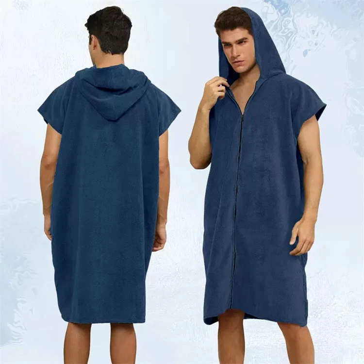 Quick-Dry Microfiber Terry Beach Poncho Towel Hooded Eco-Friendly Adults - Image 2