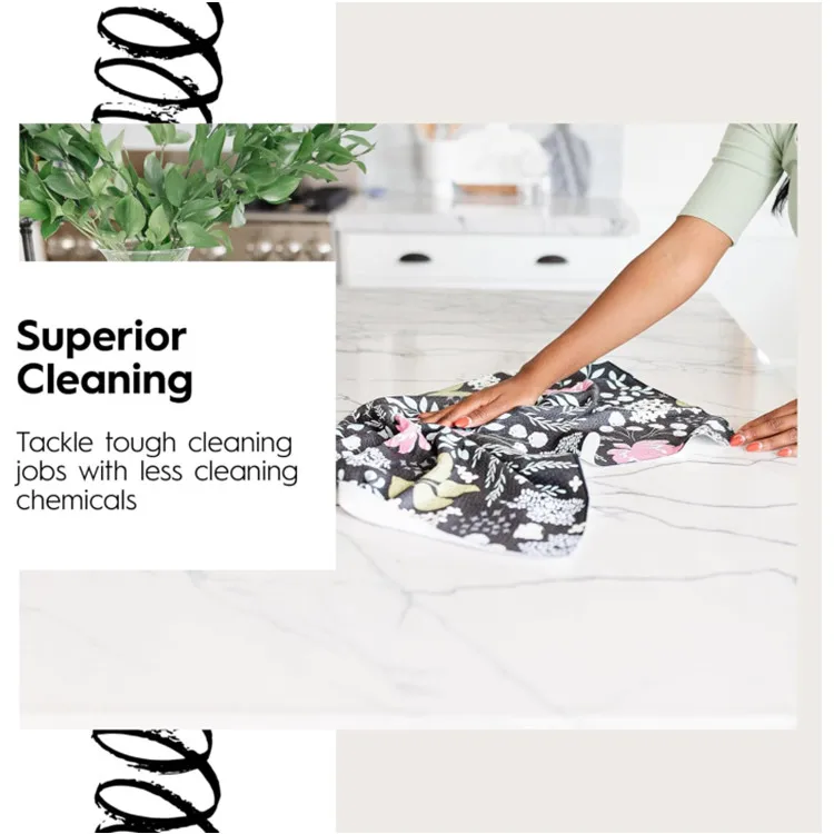 Quick-Drying Microfiber Tea Towel Roll-Style Kitchen Dish Cloth Printed Logo - Image 3
