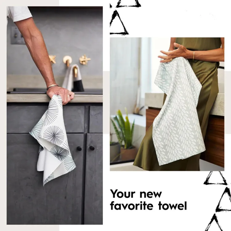 Quick-Drying Microfiber Tea Towel Roll-Style Kitchen Dish Cloth Printed Logo - Image 6