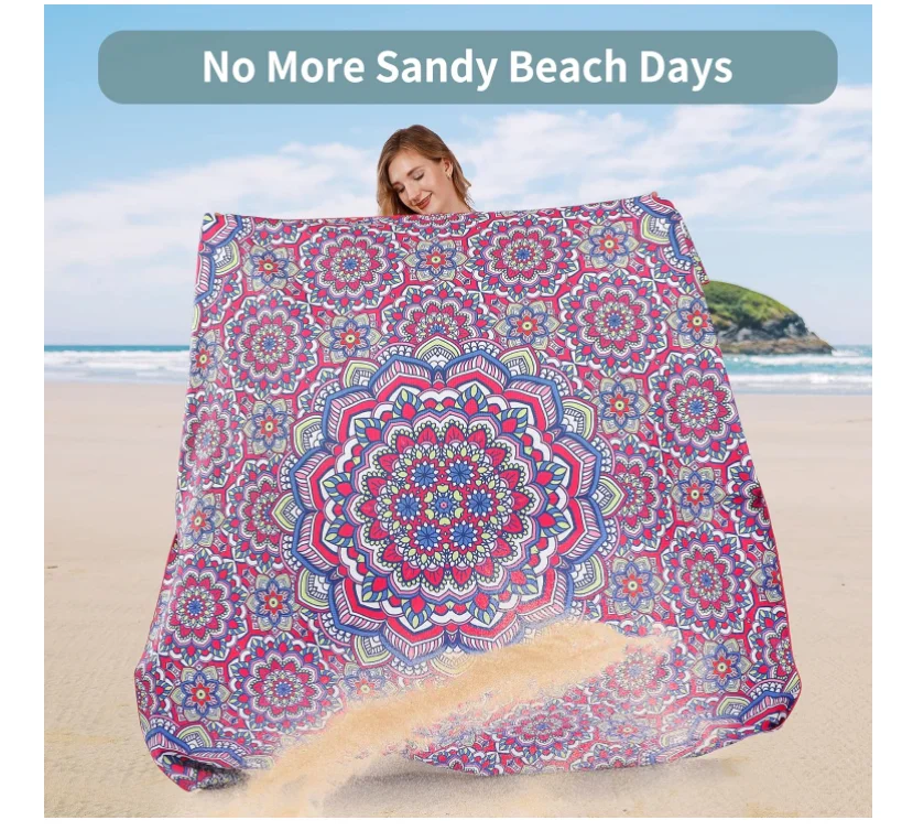 RPET 350gsm 400gsm Microfiber Waffle Beach Towel 75 Percent Recycled Polyester Sand Free - Image 6