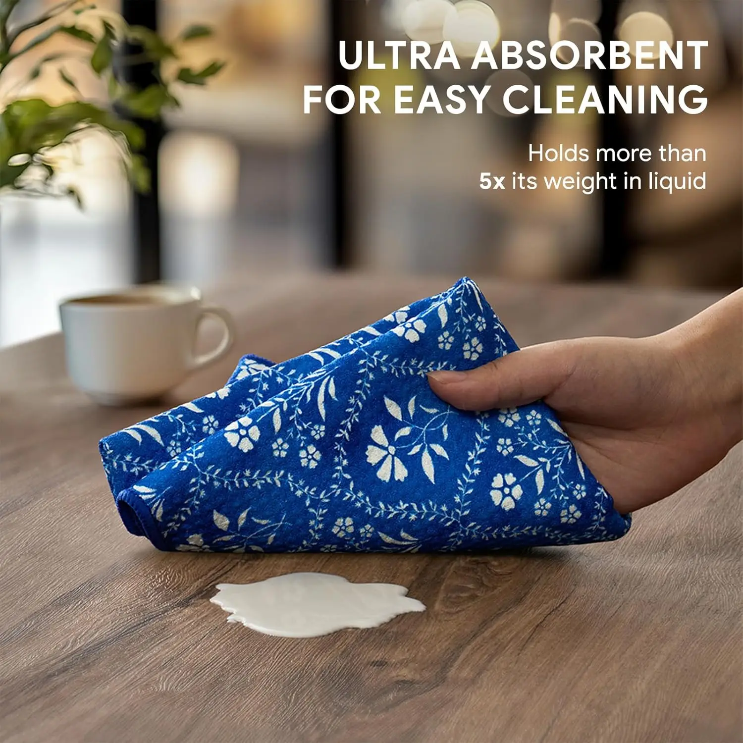 Recycled Fiber Fast-Dry Floral Dish Cloth - Lightweight Reusable Kitchen Towel - Image 4