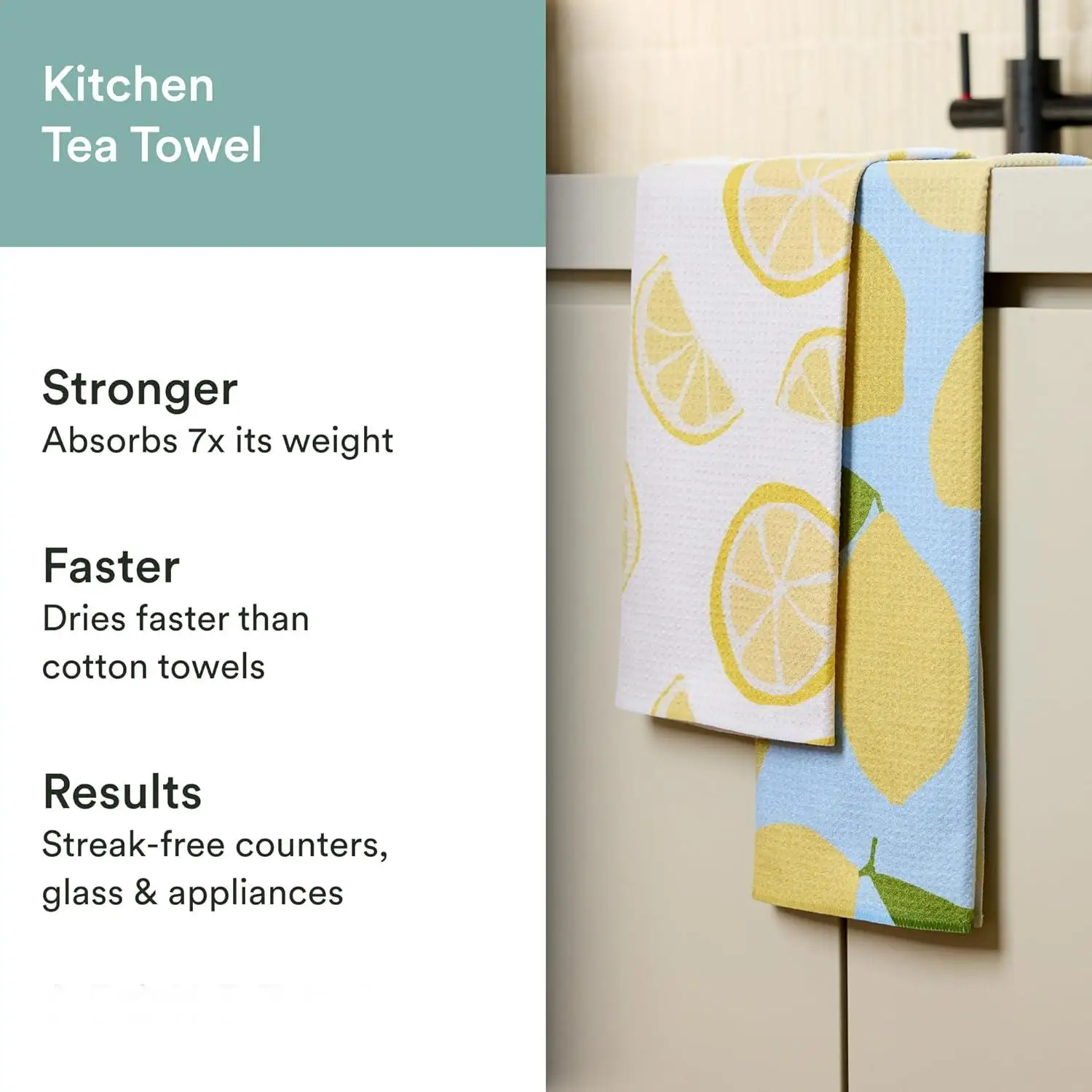Recycled Waffle Weave Kitchen Towel Double-Sided Quick-Dry Absorbent Eco Digital Print - Image 2