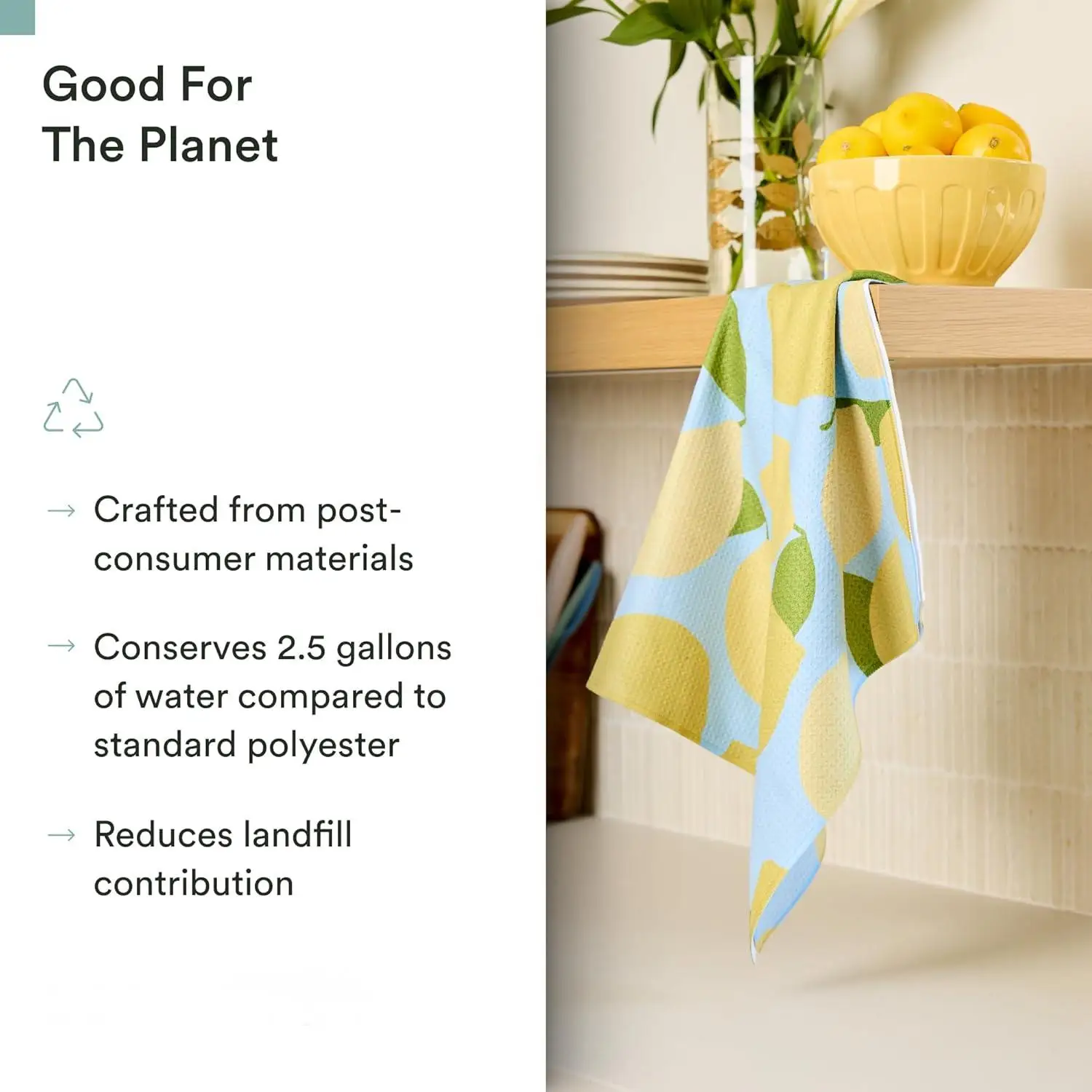 Recycled Waffle Weave Kitchen Towel Double-Sided Quick-Dry Absorbent Eco Digital Print - Image 3