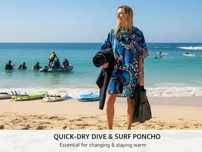 Sand Free Microfiber Antimicrobial Quick Dry Beach Poncho Changing Robe - Image 2