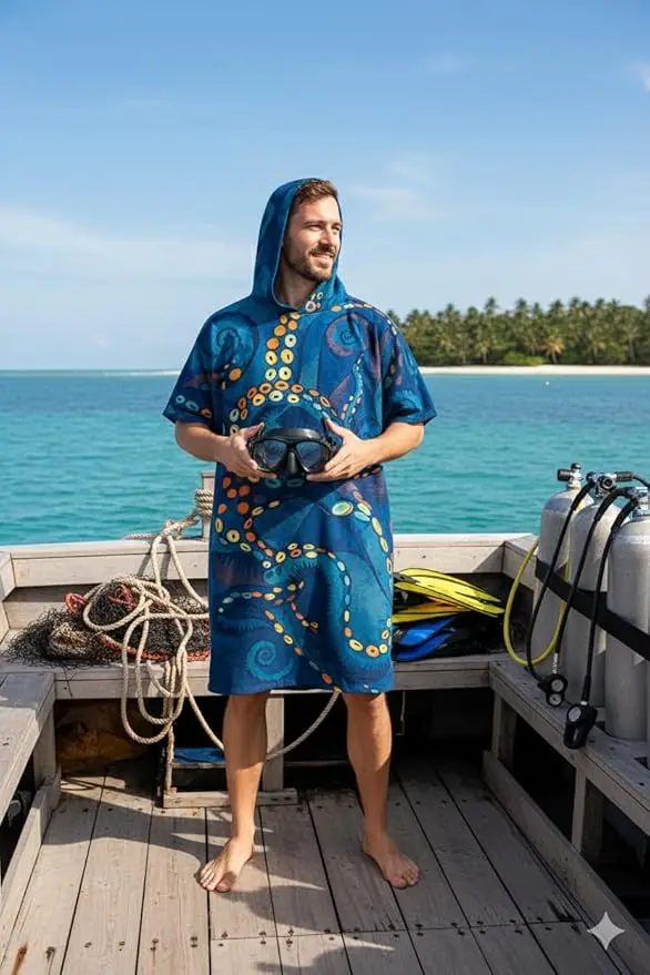 Sand Free Microfiber Antimicrobial Quick Dry Beach Poncho Changing Robe - Image 4