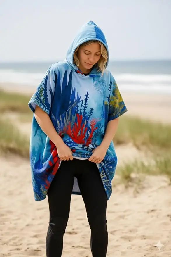 Sand Free Microfiber Antimicrobial Quick Dry Beach Poncho Changing Robe - Image 6