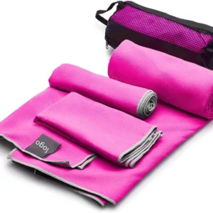 Sand Free Microfiber Towel Set with Mesh Bag and Woven Beach Towel