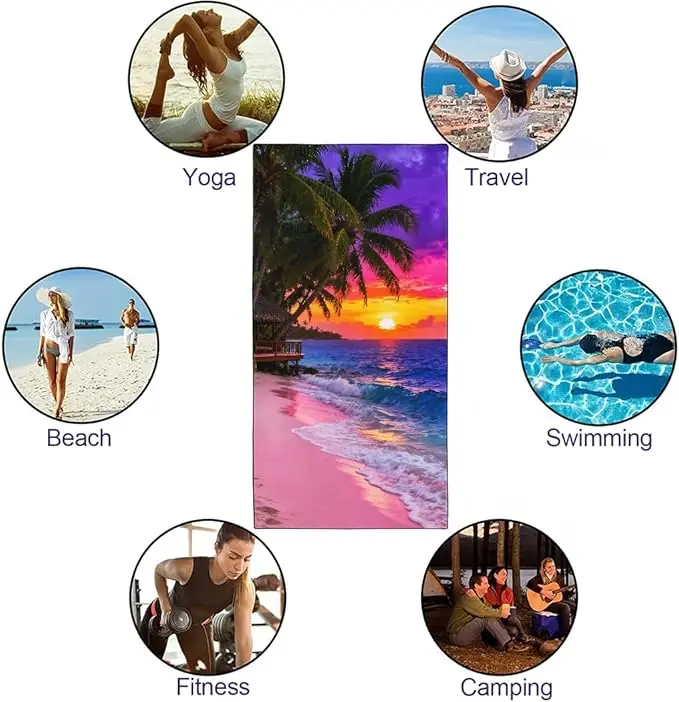 Sand Free Quick Dry Antimicrobial Microfiber Beach Towel Custom Logo - Image 3