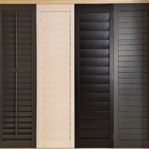 Sleek Wood Vertical Louver Shutter Pinhole UV Blocking Durable Handmade Ventilation