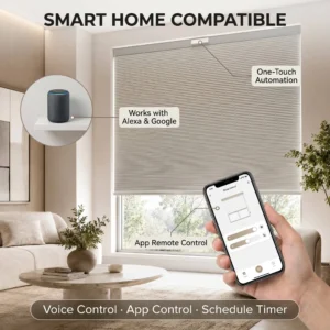 Smart Remote Control Electric Honeycomb Blinds Blackout Eco-Friendly Polyester Shade