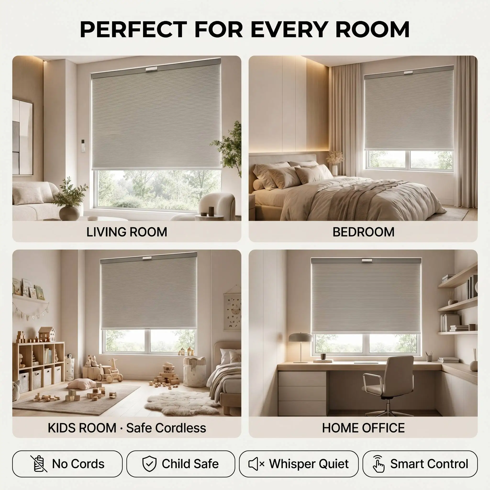 Smart Remote Control Electric Honeycomb Blinds Blackout Eco-Friendly Polyester Shade - Image 5