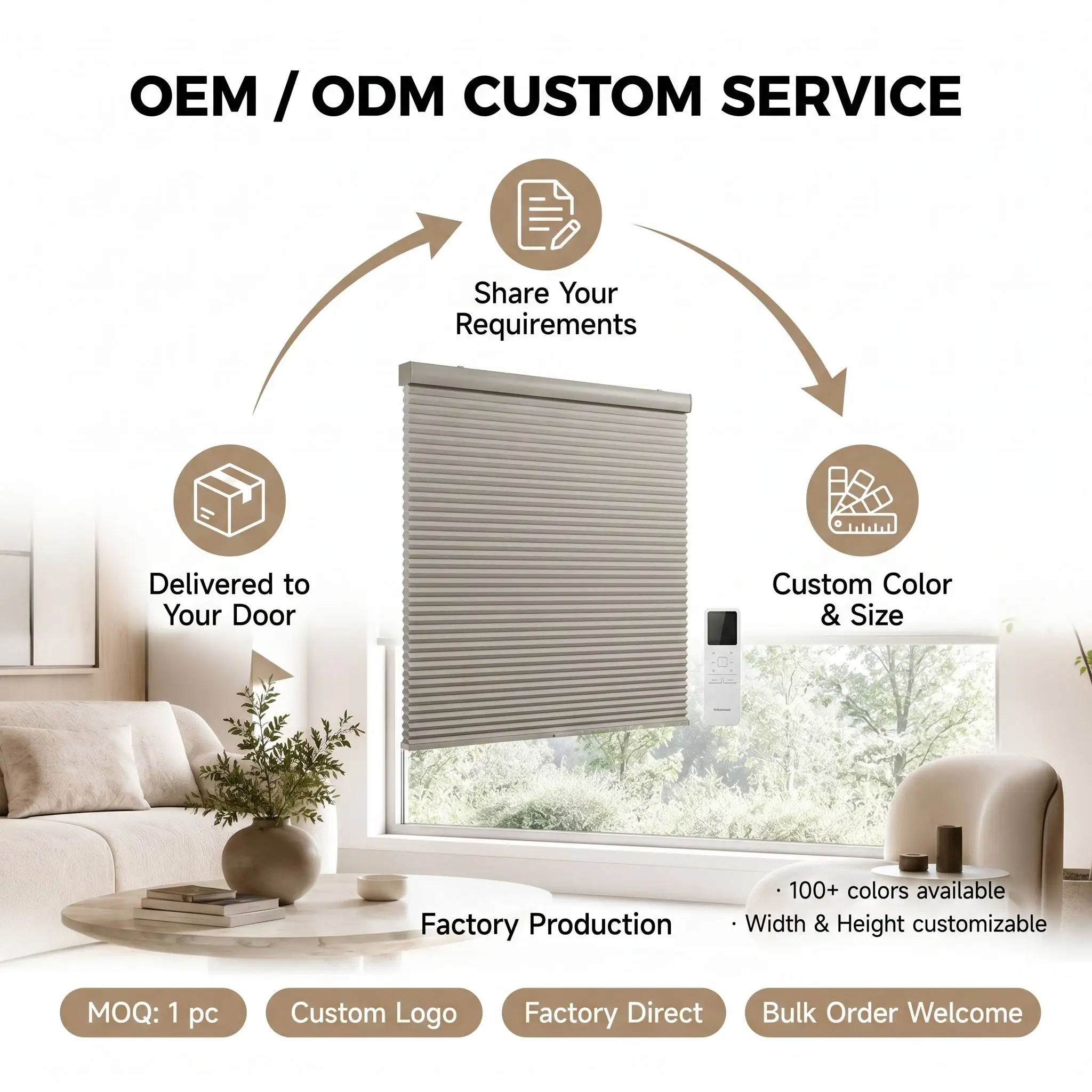 Smart Remote Control Electric Honeycomb Blinds Blackout Eco-Friendly Polyester Shade - Image 6