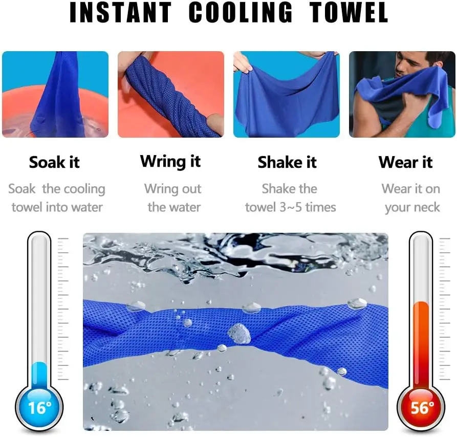 Soft Cooling Microfiber Fitness Towel Instant Relief Sports Gym Running - Image 3