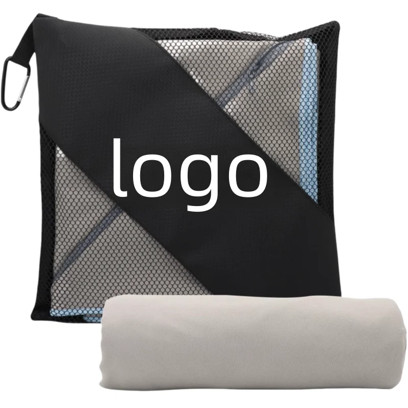 Soft Microfiber Fitness Towel with Zipper Pocket Quick Dry Sand-Free for Swim