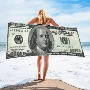 Stock Towel 300gsm No MOQ Funny Pattern One Side Printed Microfiber Beach Towel