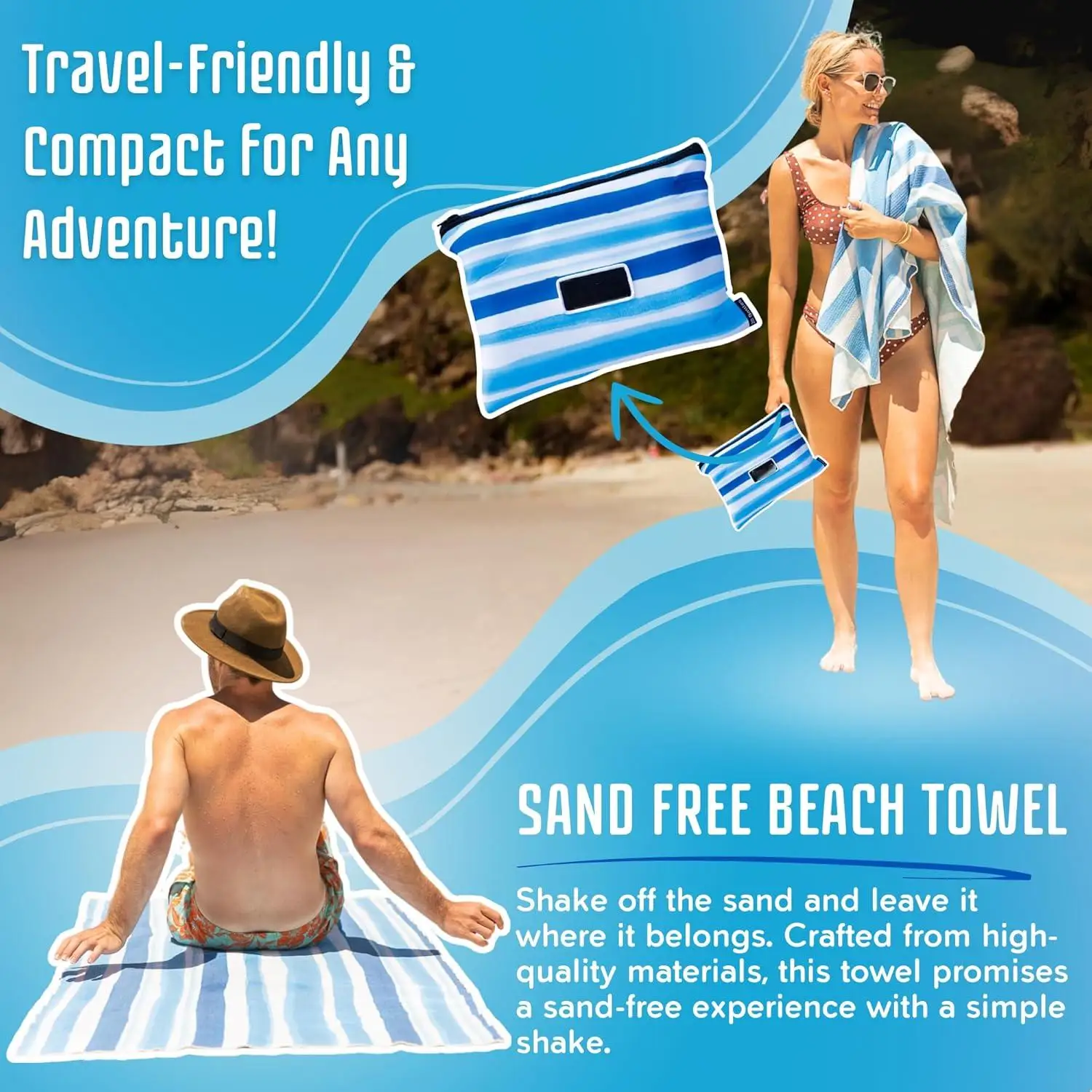 Super Absorbent Antimicrobial Towel Extra Large Quick-Dry Microfiber Sand-Free - Image 4
