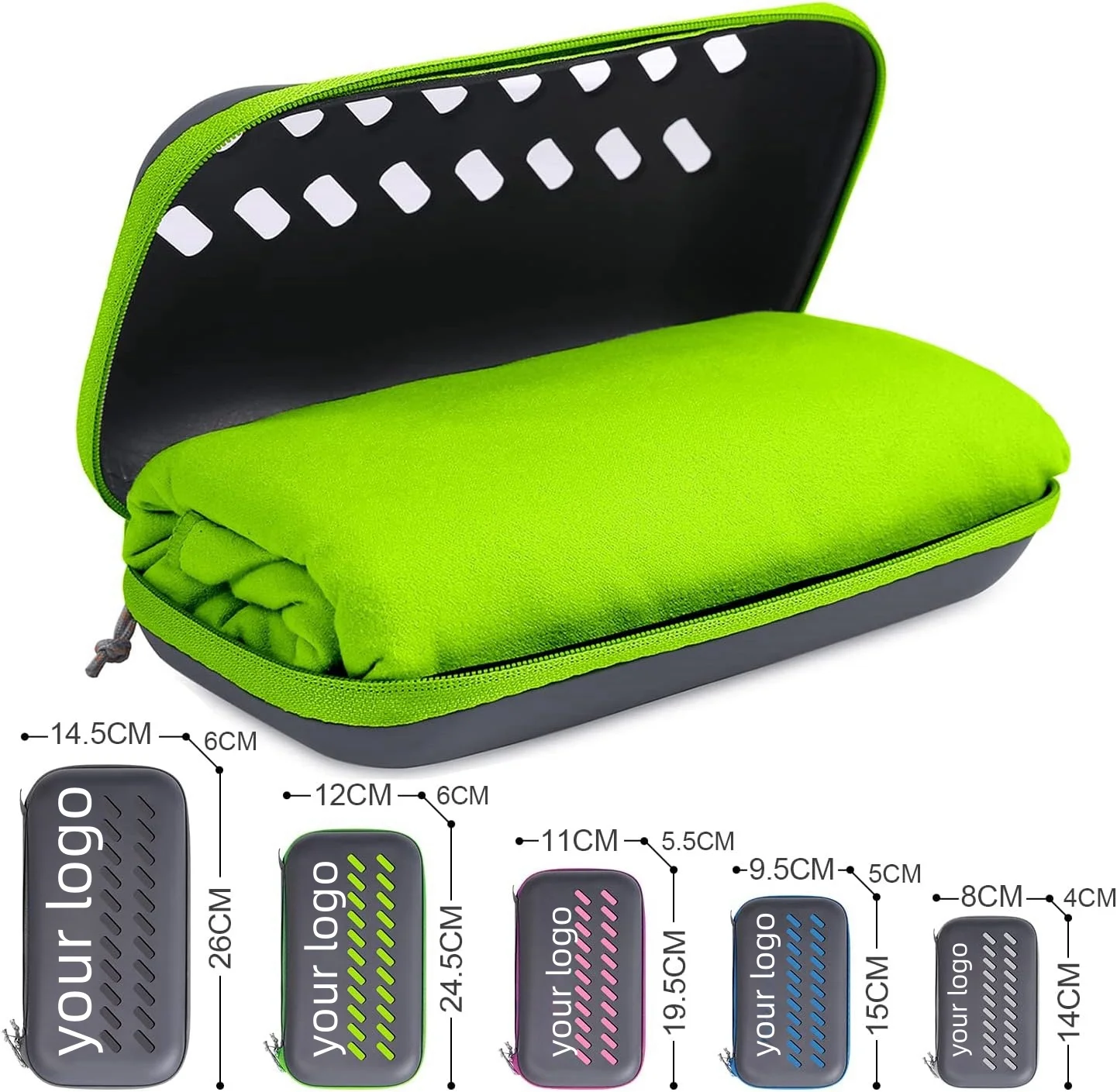 Super Absorbent Microfiber Fitness Towel Quick Dry with Zipper Pocket EVA Bag - Image 2