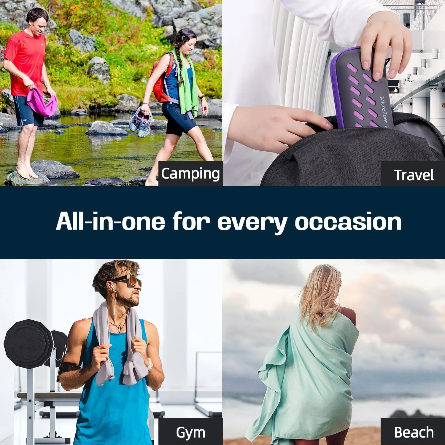Super Absorbent Microfiber Sport Towel Custom Quick Dry Golf Beach Travel Camping Sand-Free Lightweight High Quality Roll - Image 5
