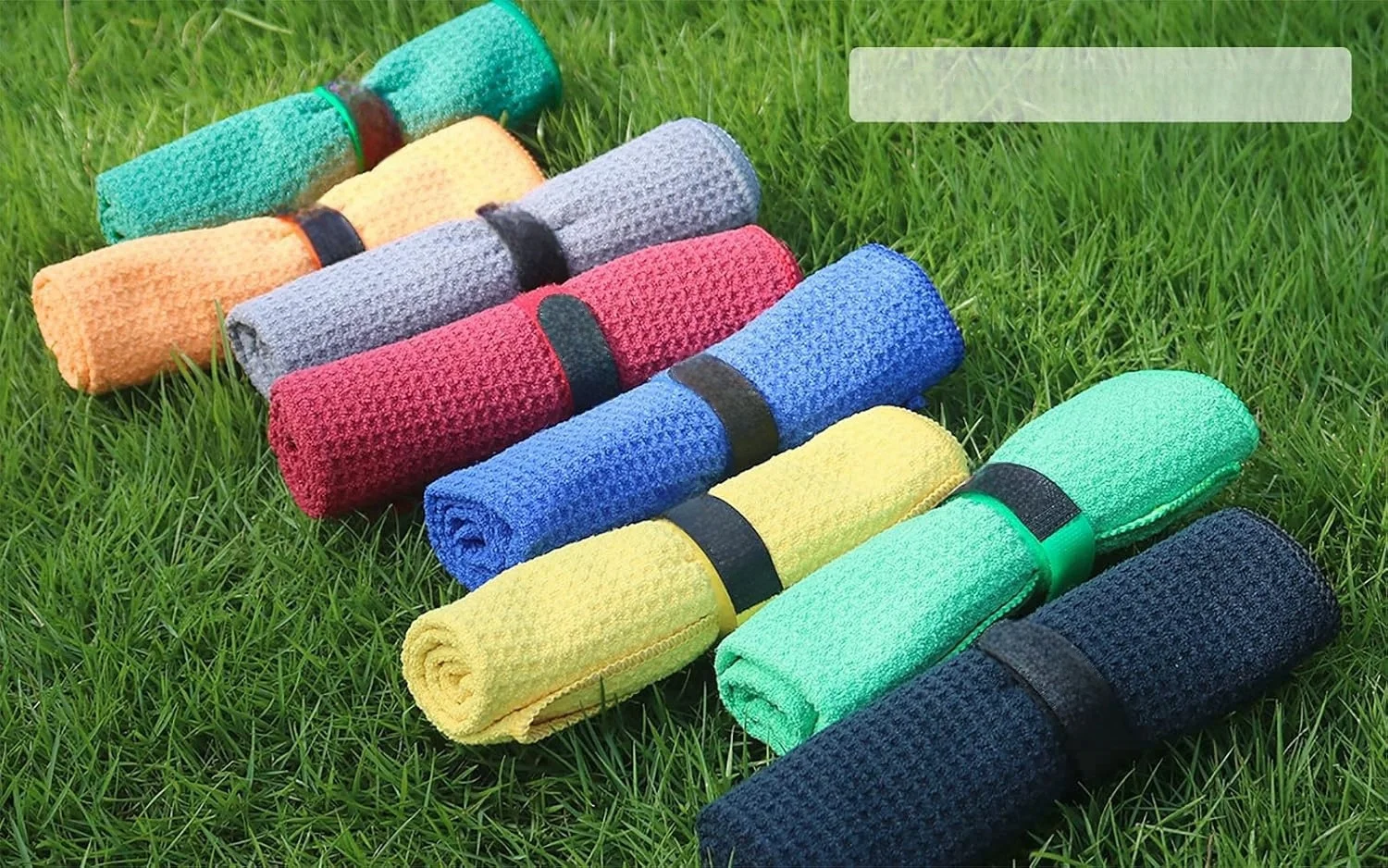 Super Absorbent Waffle Microfiber Golf Towel with Carabiner Clip Custom Logo Sports - Image 4