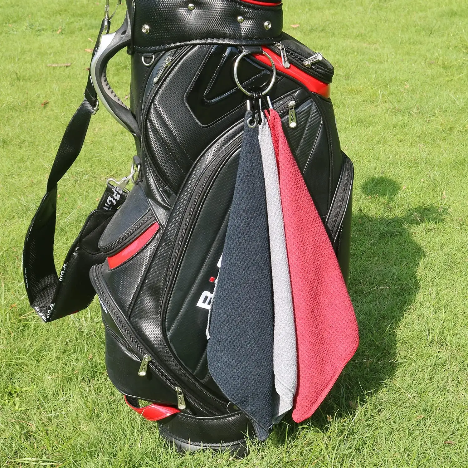 Super Absorbent Waffle Microfiber Golf Towel with Carabiner Clip Custom Logo Sports - Image 5