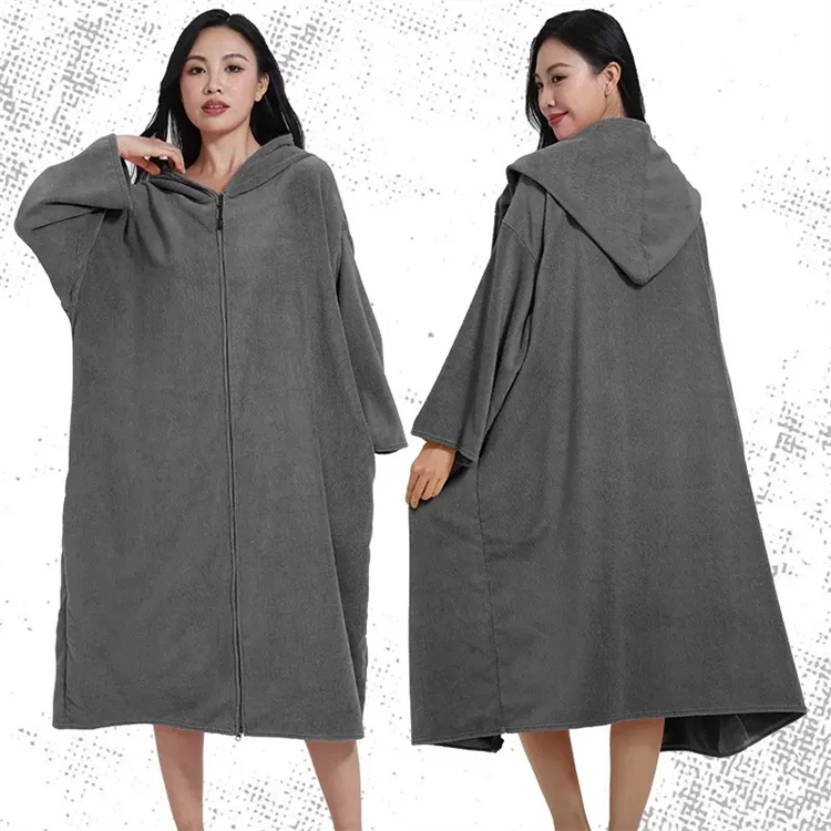 Surf Poncho Microfiber Quick Drying Towel with Hood Unisex for Swimming Beach - Image 2