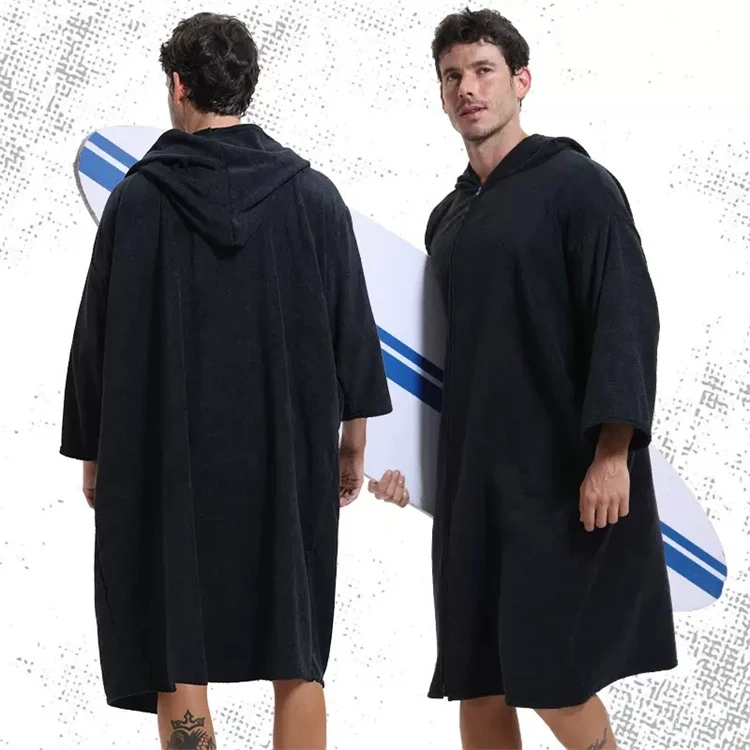 Surf Poncho Microfiber Quick Drying Towel with Hood Unisex for Swimming Beach - Image 4