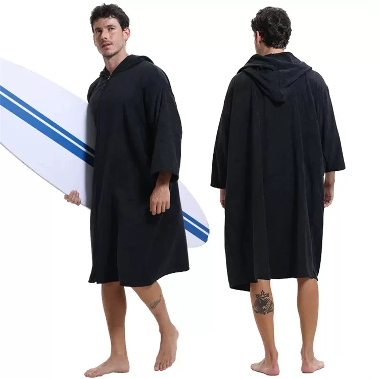 Surf Poncho Microfiber Quick Drying Towel with Hood Unisex for Swimming Beach - Image 6