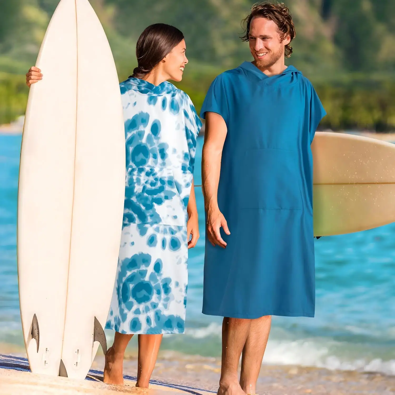 Sustainable Microfiber Surf Poncho Quick-Dry Eco-Friendly Hooded Towel - Image 4