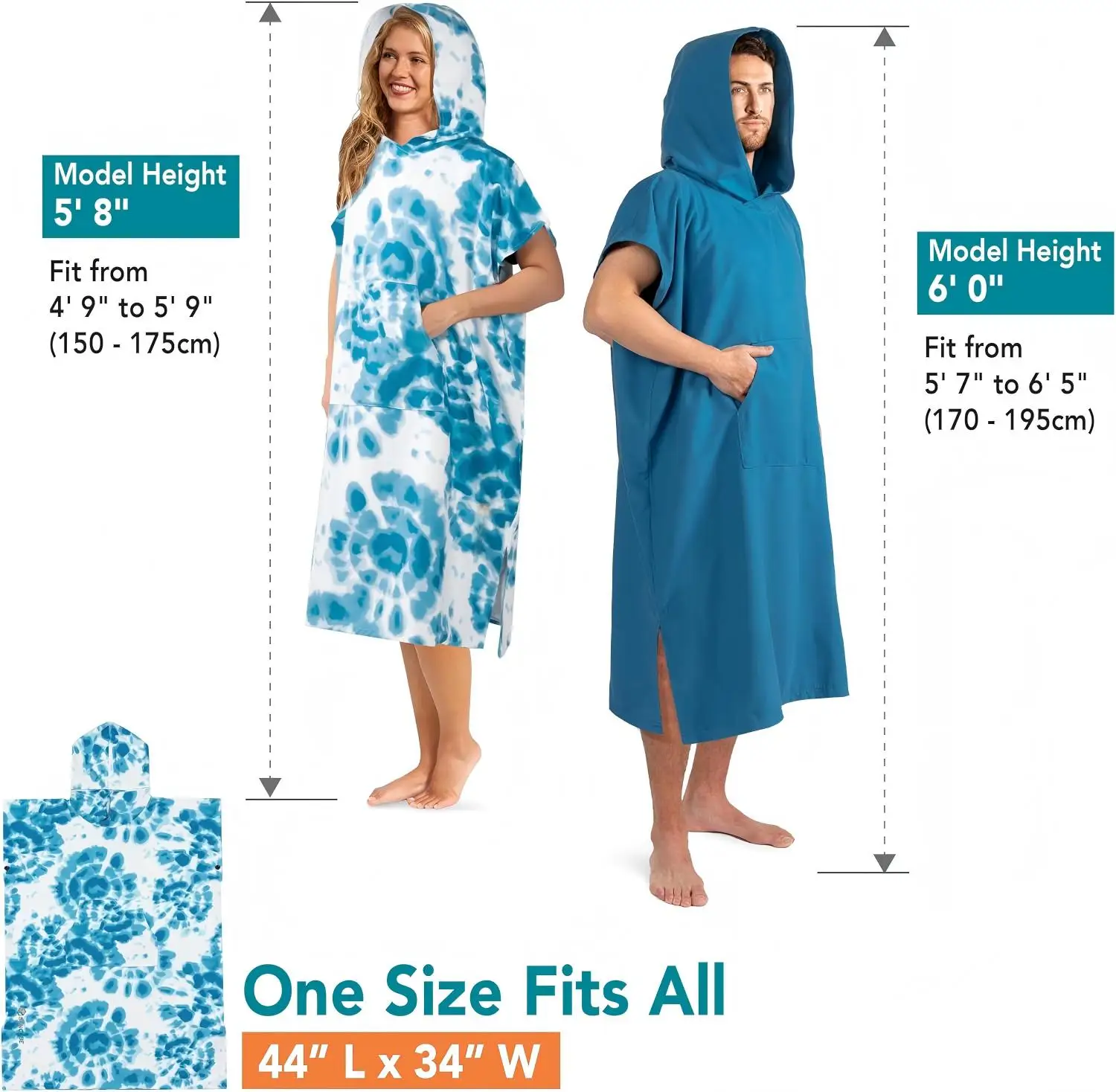 Sustainable Microfiber Surf Poncho Quick-Dry Eco-Friendly Hooded Towel - Image 6