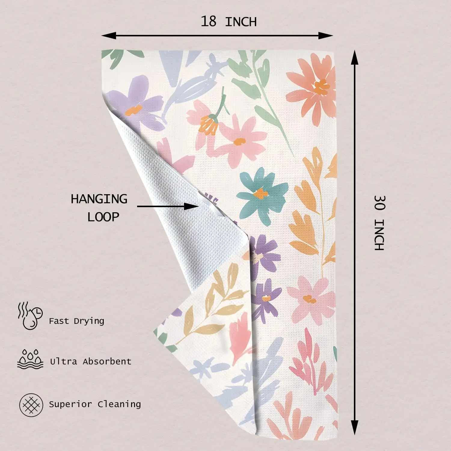 Sustainable Woven Microfiber Waffle Dish Towel Eco-Friendly Quick Dry Easy Clean Customizable Color Size Hanging Loop - Image 6