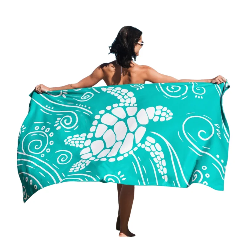 Two Sided Microfiber Beach Towel Quick Dry Sand Free Suede with Mesh Bag