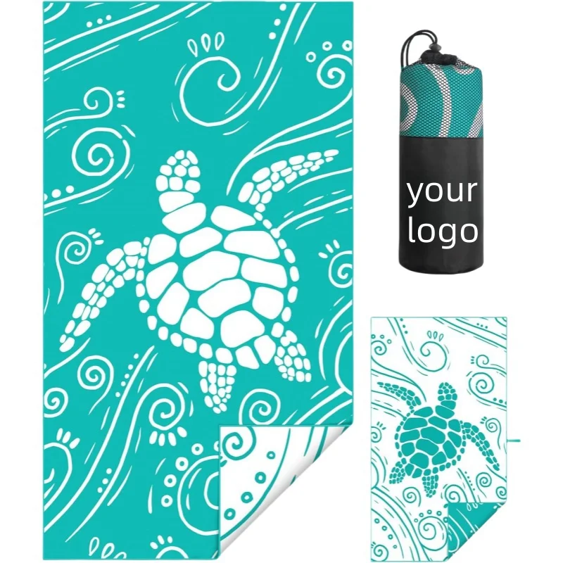 Two Sided Microfiber Beach Towel Quick Dry Sand Free Suede with Mesh Bag - Image 2
