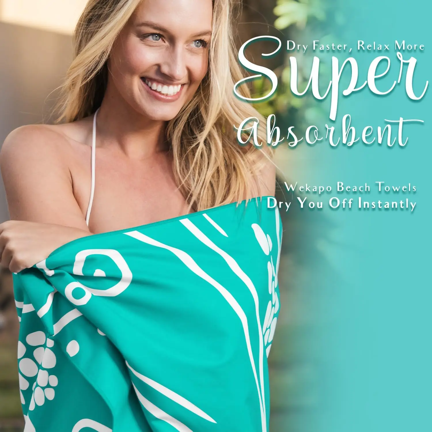 Two Sided Microfiber Beach Towel Quick Dry Sand Free Suede with Mesh Bag - Image 4