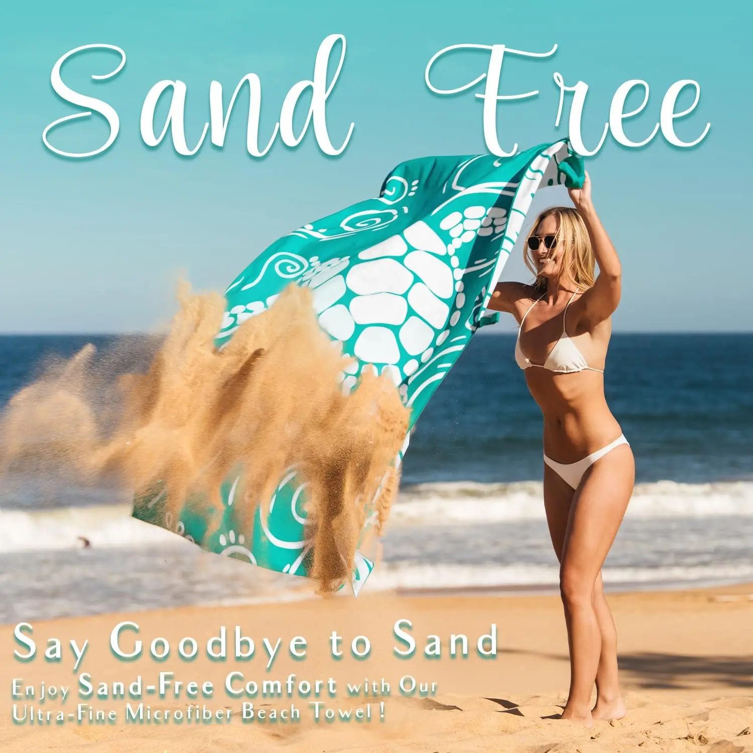 Two Sided Microfiber Beach Towel Quick Dry Sand Free Suede with Mesh Bag - Image 5