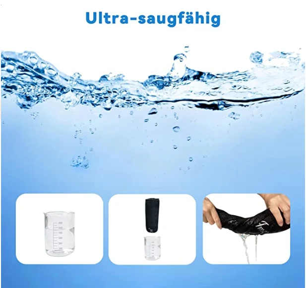 Ultra Absorbent Microfiber Gym Towel Polyester Zip Pocket Lightweight Compressed - Image 5