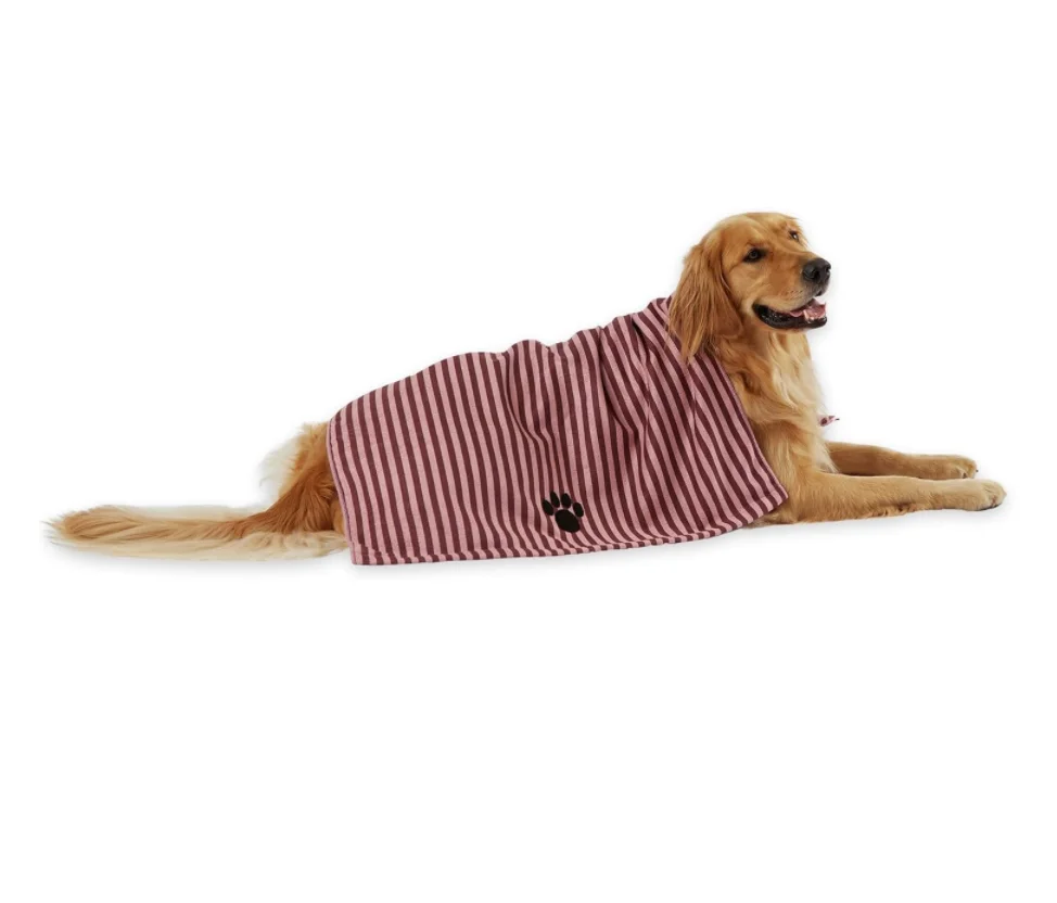Ultra-Absorbent Microfiber Pet Bath Towel Cozy Embroidered Antimicrobial Hypoallergenic