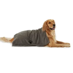 Ultra-Absorbent Microfiber Pet Bath Towel Cozy Embroidered Antimicrobial Hypoallergenic