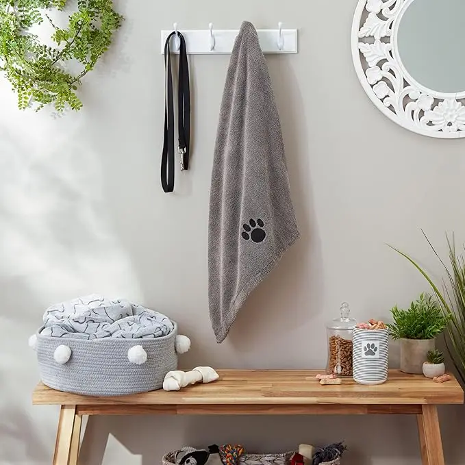 Ultra-Absorbent Microfiber Pet Bath Towel Cozy Embroidered Antimicrobial Hypoallergenic - Image 4