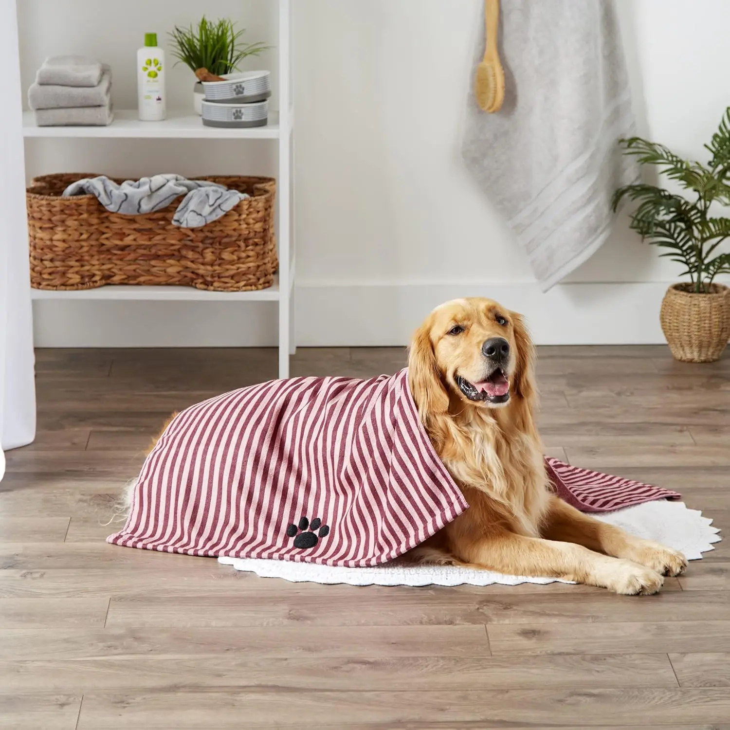 Ultra-Absorbent Microfiber Pet Bath Towel Cozy Embroidered Antimicrobial Hypoallergenic - Image 5