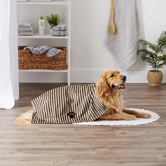Ultra-Absorbent Microfiber Pet Bath Towel Cozy Embroidered Antimicrobial Hypoallergenic - Image 5
