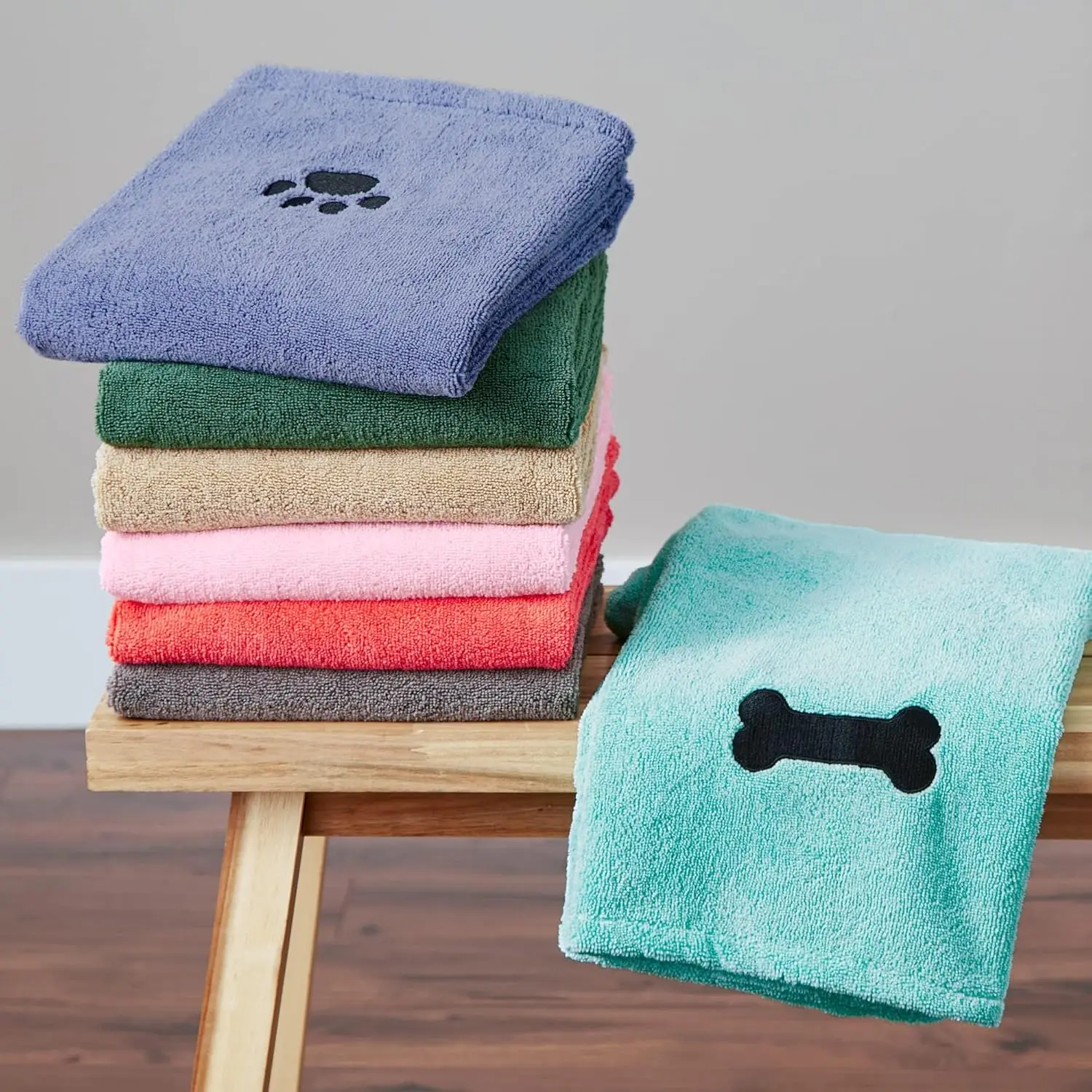 Ultra-Absorbent Microfiber Pet Bath Towel Cozy Embroidered Antimicrobial Hypoallergenic - Image 5