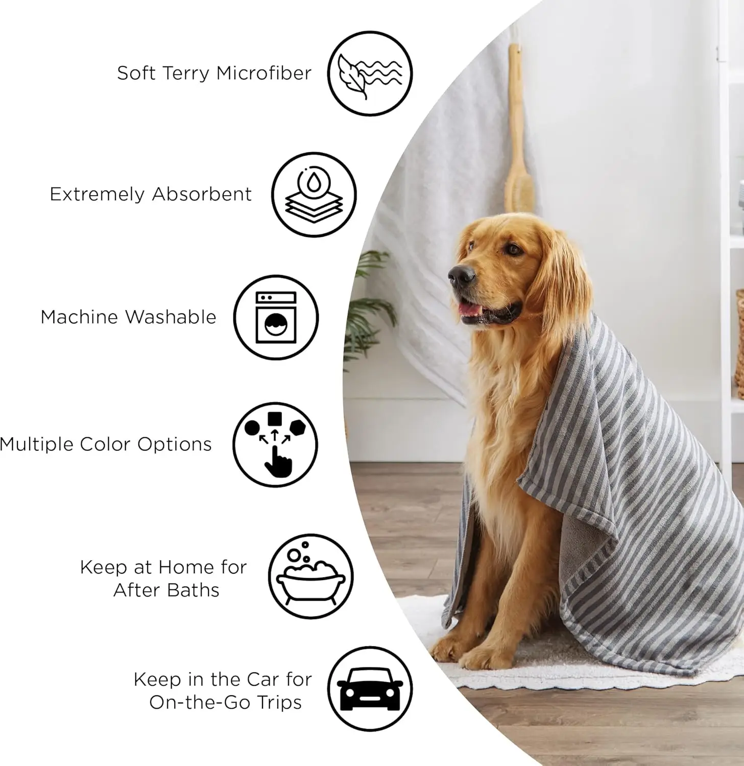 Ultra-Absorbent Microfiber Pet Bath Towel Cozy Embroidered Antimicrobial Hypoallergenic - Image 6