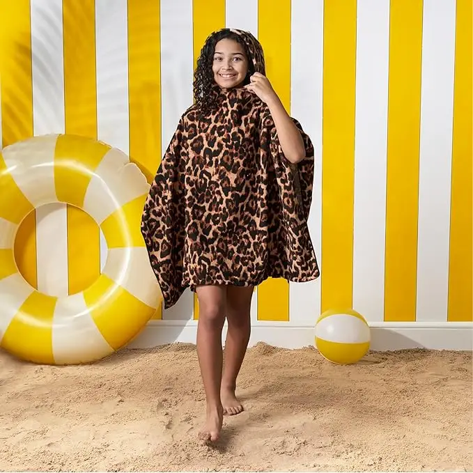 Ultra Absorbent Microfiber Poncho Quick Dry Soft Lightweight Easy to Carry Beach Swim - Image 4