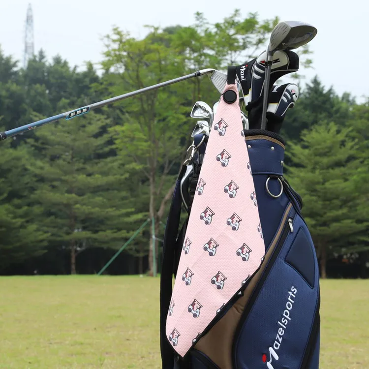 Waffle-Pattern Golf Towel with Carabiner Clip Super Absorbent Microfiber Custom Logo Double Side Print Magnetic - Image 4