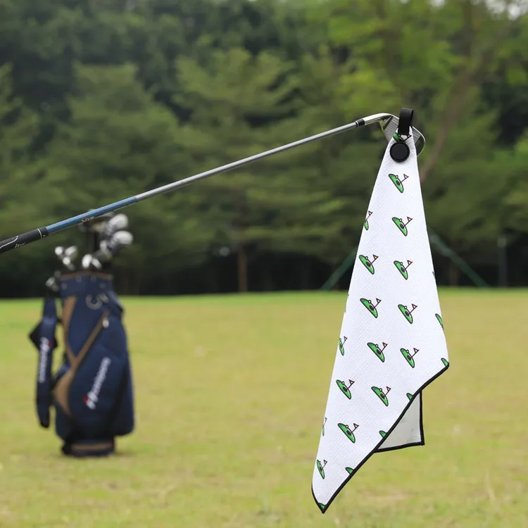Waffle-Pattern Golf Towel with Carabiner Clip Super Absorbent Microfiber Custom Logo Double Side Print Magnetic - Image 6